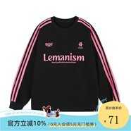 LEMANISM短袖男t恤夏季美式復古運動體恤衫女寬松休閑上衣情侶裝寬松百搭 黑色紅條 長*袖版 S