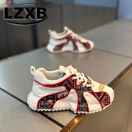LZXB品牌輕奢新款透氣百搭舒適男款鞋子老爹潮流時(shí)尚運(yùn)動(dòng)增高休閑鞋男 白紅-【高端男鞋】 38