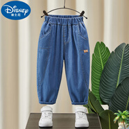 迪士尼（Disney）男童褲子夏季薄款25新款男寶夏天牛仔褲兒童夏款寶寶防蚊褲長(zhǎng)褲 深藍(lán)色 130cm 均碼