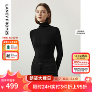 朗姿【王楚然同款】純羊毛高領(lǐng)針織衫春冬內(nèi)搭打底上衣曠野美拉德 黑色2 M