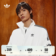 adidas情侶款復(fù)古風(fēng)梭織立領(lǐng)夾克外套男女阿迪達斯官方三葉草 亮白 S