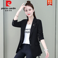 皮爾卡丹（pierre cardin）西服外套女2025年秋季新款休閑寬松顯瘦長(zhǎng)袖小西裝洋氣質(zhì)百搭上衣 黑色 2XL 120-130斤