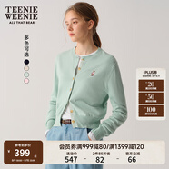 Teenie Weenie小熊針織開衫2025年春夏新款圓領(lǐng)休閑基礎(chǔ)長(zhǎng)袖毛衣外套女空調(diào)衫 薄荷色 M