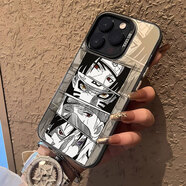 拉瑪?shù)?適用紅米K80pro手機殼REDMI K80新款二次元男款動漫火影忍者全包防摔硬殼彩銀高級感保護套 月光黑C-火影四帥L+全屏膜 紅米K80