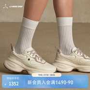 LI-NING 1990【肖戰同款-云裳】運動(dòng)休閑鞋女透氣輕量高回彈復古厚底跑鞋 米白色/菇褐色-3 39