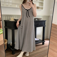 雅鹿莫代爾睡裙女款夏季無袖吊帶背心2025新款高級感可外穿睡衣家居服 YSD_AD2418#吊帶裙花邊條紋 160(M) 均碼