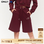 ONLYNBA聯(lián)名抽繩高腰直筒短褲休閑褲女|1241SQ001 E15 微醺酒紅色 170/72A/L