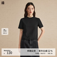 播圓領(lǐng)T恤2024春季新款休閑短款修身內(nèi)搭基礎(chǔ)短袖上衣DDR1YD5135 K40玄黑 玄黑 S