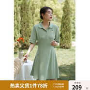 獨(dú)束【長(zhǎng)短可選】大碼女裝POLO領(lǐng)連衣裙夏新款微胖mm遮肉顯瘦 綠色(dy) 4XL