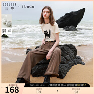 三彩2025夏季新款繡花印花小貓T恤正肩短袖圓領(lǐng)套頭衫女 米白色 M 160/84A