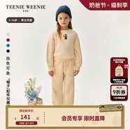 Teenie Weenie Kids小熊童裝24秋季款男女童羅紋領(lǐng)童趣刺繡衛(wèi)衣 象牙白 140 cm