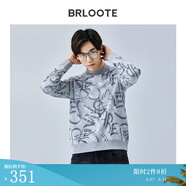 巴魯特（Brloote）潮流衛(wèi)衣男個性時尚滿身印花舒適長袖T恤秋冬 淺灰 165/88A