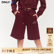 ONLYNBA聯(lián)名抽繩高腰直筒短褲休閑褲女|1241SQ001 E15 微醺酒紅色 170/72A/L
