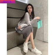 三宅一生（ISSEY MIYAKE）褶皺長(zhǎng)袖開衫薄款小外套+無袖背心連衣裙女七夕禮物 連衣裙 均碼 3