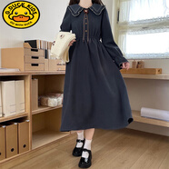 G.DUCKKIDS15初中學(xué)生13少女12歲大童日系法式學(xué)院風(fēng)娃娃領(lǐng)連衣裙長(cháng)袖女秋冬 藍色連衣裙 165 S 【70-90斤】