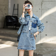 源夫人歐洲站牛仔短外套短裙兩件套2025春裝新款減齡百搭韓版休閑套裝女 圖片色 S