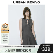 UR2025夏季新款女裝格雷系蝴蝶結(jié)系帶無(wú)袖連衣裙UWG750085 深灰花灰 XL
