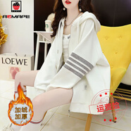 AEMAPE新款外套女2025秋冬季時(shí)尚韓版顯瘦衛衣女韓版寬松 白色_加厚  加絨 2XL _建議140-160斤