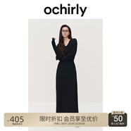 歐時(shí)力OCHIRLY 羊毛軟糯優(yōu)雅毛針織連衣裙V領(lǐng)秋冬季新品通勤簡(jiǎn)約 深灰 M