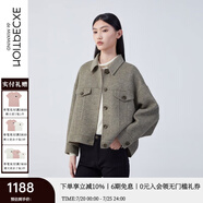 例外（EXCEPTION）女裝秋冬款綿羊毛保暖寬松蝙蝠袖版型毛呢外套夾克 軍綠 M