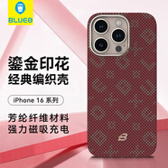 BLUEO藍猩適用蘋(píng)果16promax手機殼iPhone16promax手機殼鎏金密碼磁吸凱夫拉超薄芳綸纖維保護殼 紅