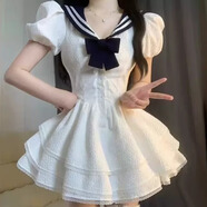 微光里在逃公主海軍領(lǐng)學(xué)院風(fēng)小個(gè)子辣妹裙擺三層蕾絲花邊純欲甜美蓬蓬裙 學(xué)院風(fēng)短裙【白色 S】