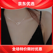 雙環(huán)心形2024新簡(jiǎn)約項(xiàng)鏈女鎖骨鏈女小眾設(shè)計(jì)感網(wǎng)紅ins風(fēng)飾品禮物 M1338【雙心項(xiàng)鏈銀色】