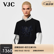 威杰思（VJC）【專柜同款】2025春夏新款男裝潮流半袖體恤衫男B25BA1052 黑色花 2XL /54