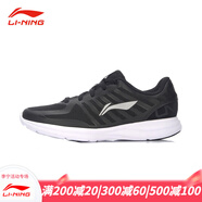 李寧（LI-NING）女鞋春秋季新款耐磨網(wǎng)面透氣運動鞋女士輕質(zhì)鞋子潮YM 242新基礎(chǔ)黑/基礎(chǔ)白/銀 35.5碼