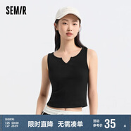 森馬背心女短款針織內(nèi)搭顯高女士夏緊身純色上衣百搭109324102001