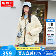 坦博爾羽絨服女短款翻領(lǐng)韓版寬松女士燈芯絨外套TD236266 黃油蜜 170 