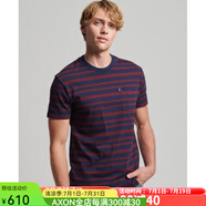 superdry極度干燥男士T恤圓領短袖條紋復古時尚 NAVY L