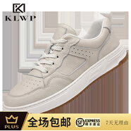 KLWP頭層牛皮休閑皮鞋2025年新款春季男板鞋白色百搭舒適鞋子男小白鞋 白色 40