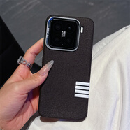 奧凡康簡(jiǎn)約亞麻布紋適用小米15手機殼新款小米15Pro電鍍鏡框小米14pro防滑防指紋xm14pro防摔保護套情侶 金屬鏡框【黑色】皮質(zhì)手感-PC硬殼 小米 13