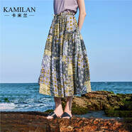 卡米蘭（kamilan）（送腰帶）寬松碎花半身裙女2025夏季新款大方得體的裙子 花色 S