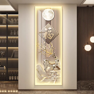 皇嘉金彩輕奢福祿玄關墻裝飾畫led燈入戶正對門掛畫2025年新款福字壁畫 E2192福祿雙全 40*120（建議0.7米以下的墻面）金框 晶瓷畫面+鋁合金邊框