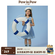 PawinPaw卡通小熊童裝25年春夏新款女童女寶海軍領(lǐng)無(wú)袖百褶連衣裙