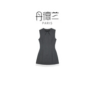 丹德蘭 法式復(fù)古赫本風(fēng)小黑裙氣質(zhì)修身顯瘦無袖連衣裙子-5339 灰色 L （125-135斤）