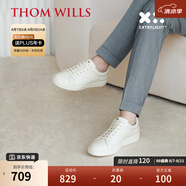 THOM WILLS男鞋真皮小白鞋男西裝英倫休閑皮鞋米白色板鞋百搭夏季 米白色G171 37 /5.5碼