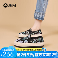 快樂瑪麗（J&M）樂福鞋女2025春夏新款厚底增高防滑松糕懶人一腳蹬休閑單鞋子女 黑色【春夏款/薄款】亮片 40 250mm (曬圖送20元紅包）