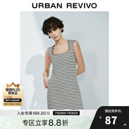 UR2025春季新款女裝慵懶風(fēng)撞色條紋長(zhǎng)款U型領(lǐng)連衣裙UWH750030