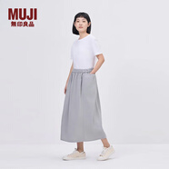 無印良品（MUJI） IDEE 女式 平紋 抽褶裙 半身裙女裙子 25年夏季 純棉 GA47CC5S 煙熏綠色 均碼 (165/72A)