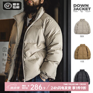 馬登工裝 美式休閑白鴨絨羽絨服戶外防風(fēng)面包服保暖外套男冬新年戰(zhàn)袍 淺灰色 XL