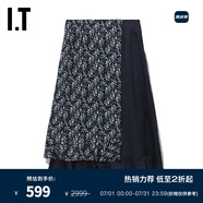 BAPY IT 女裝半身及膝裙時髦氣質(zhì)小雛菊碎花疊層拼接時尚K9268 NYX/藏青色 XXS