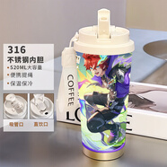 豪旺德王者榮耀周邊水杯保溫杯孫悟空瀾曜鏡李白大容量杯子不銹鋼咖啡杯 孫策時之奇旅-咖啡杯316不 520ml