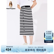 Hush Puppies暇步士女裝夏季條紋休閑舒適透氣半身裙 388黑白 30