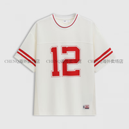蓋璞（GAP）男女裝2025夏季新款重磅撞色logo拼接網(wǎng)眼短袖T恤寬松727687 白色 M 170_92A 亞洲尺碼