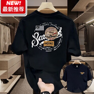 Lee dprre純棉短袖T恤男士夏季時尚百搭感240克重磅男裝印花半袖上衣潮 黑色-A056AN1962【前后白】 lee0 S 【建議80-95斤】