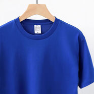 流行色熒光綠T恤 重磅淺綠色夏季純棉短袖女糖果色寬松落肩半袖男 寶藍【短袖】 M 建議90-120斤