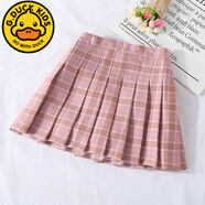 G.DUCKKIDS女童百褶裙半身裙2023秋冬韓版親子裝兒童季新款中大童JK短裙毛呢 粉色格子 裙 130 cm